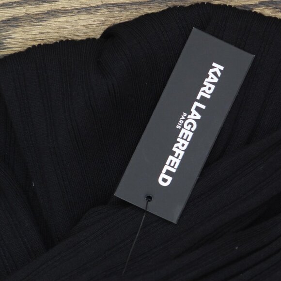 NWT Karl Lagerfeld Lace-Trim Cardigan Button Up Sweater Black Soft White XS - Picture 7 of 9